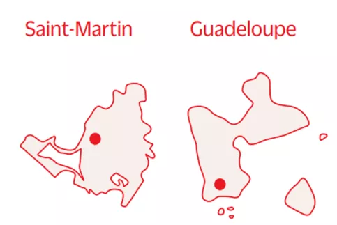 Cartes géographiques Saint-Martin et Guadeloupe